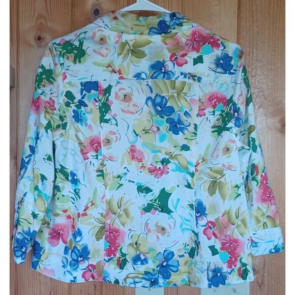 Christopher & Banks Multicolor Floral Blazer Women's Medium 100% Cotton Summer - Picture 5 of 8